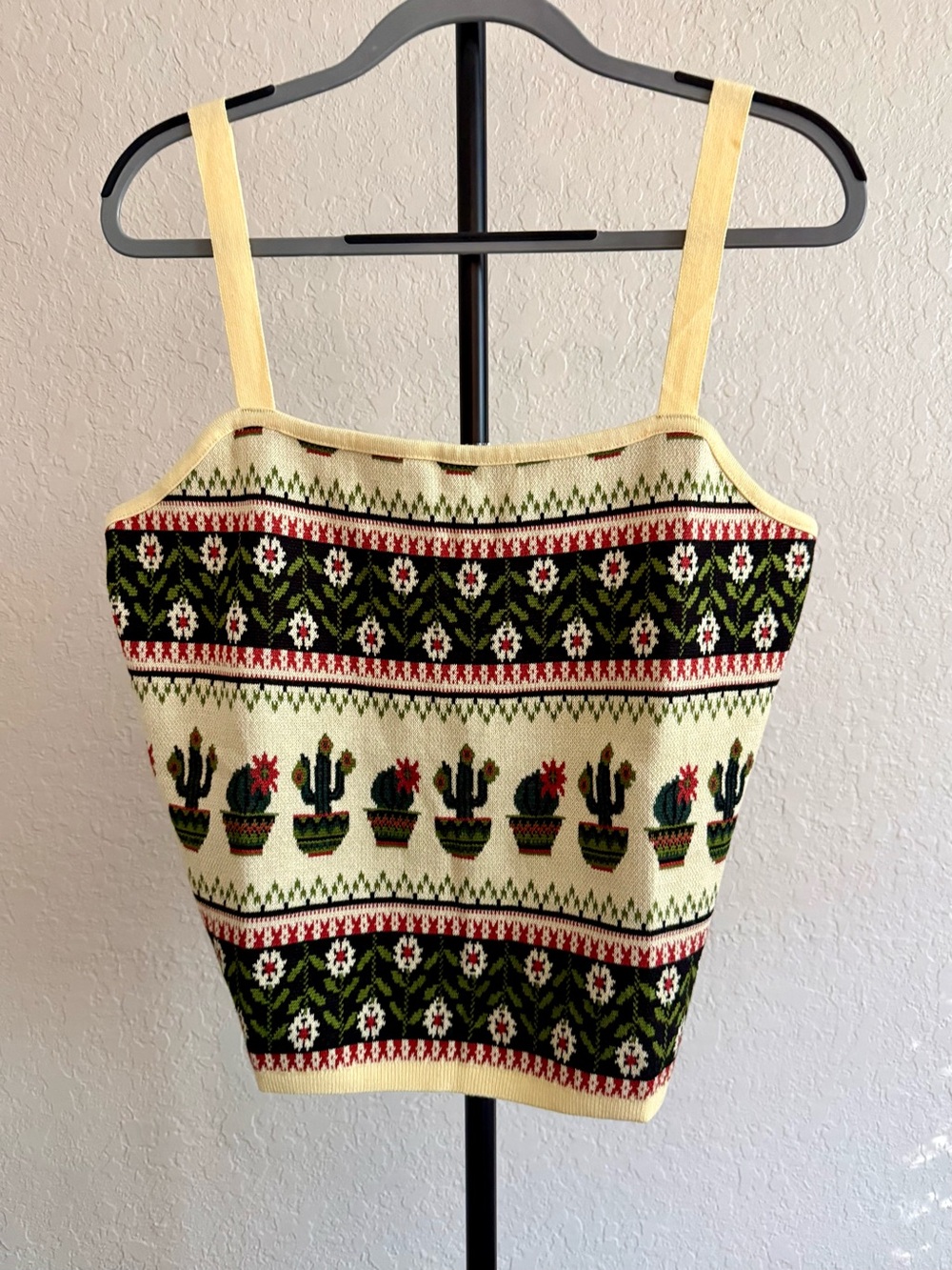 Pilcro Anthropologie Cactus Fair Isle Knit Cropped Tank Top Size XL NWT $68 - Picture 7 of 11